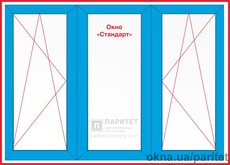 Трехстворчатое левое поворотно откидное – глухое – правое поворотно откидное окно 